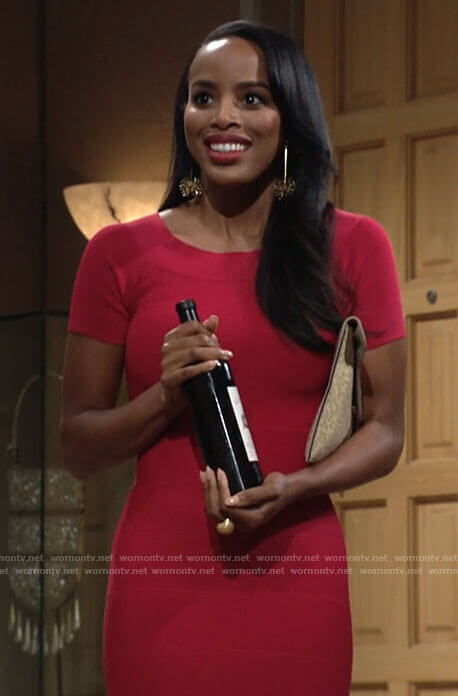 Imani’s red bandage dress on The Young and the Restless