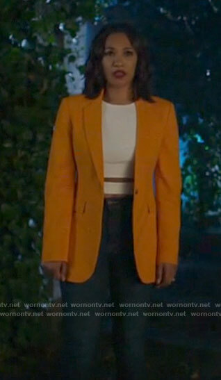 Iris’s orange blazer on The Flash