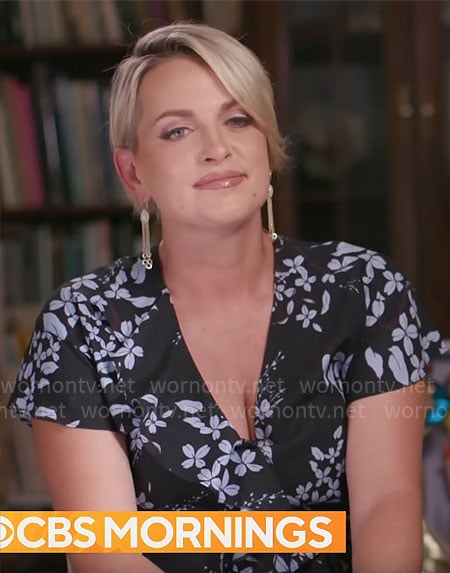 Jamie Yuccas’s floral midi wrap dress on CBS This Morning