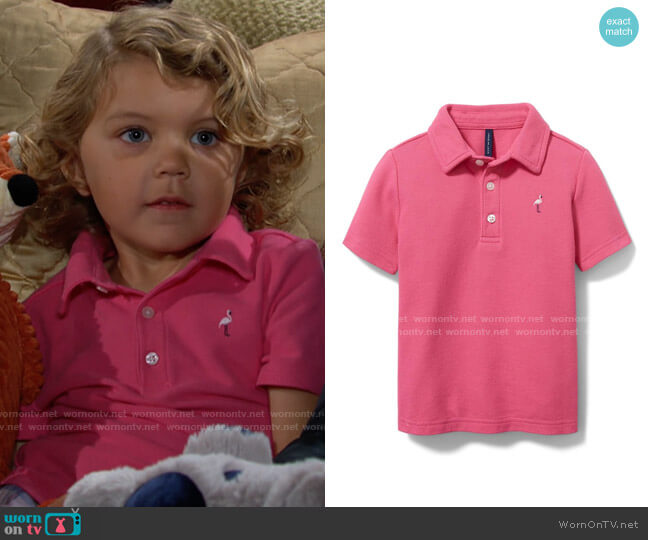 Janie and Jack Embroidered Pique Polo Shirt