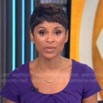 Jericka Duncan’s purple pleated neckline dress on CBS This Morning