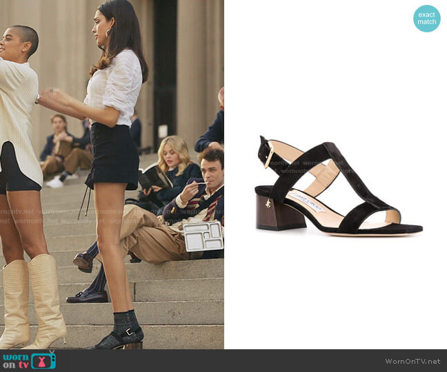 Jimmy Choo Jin 45mm sandals worn by Luna La (Zión Moreno) on Gossip Girl