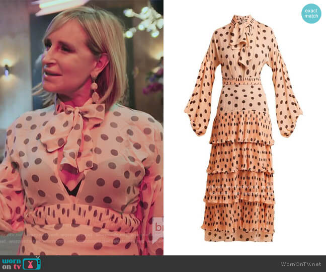 Johanna Ortiz Pink Polka Dot Dress worn by Sonja Morgan on The Real Housewives of New York City