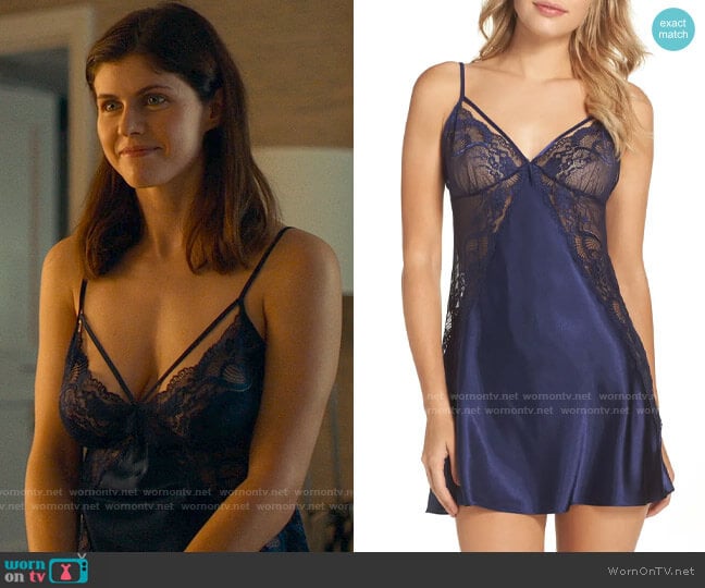 In Bloom by Jonquil Navy Chemise worn by Rachel Patton (Alexandra Daddario) on The White Lotus