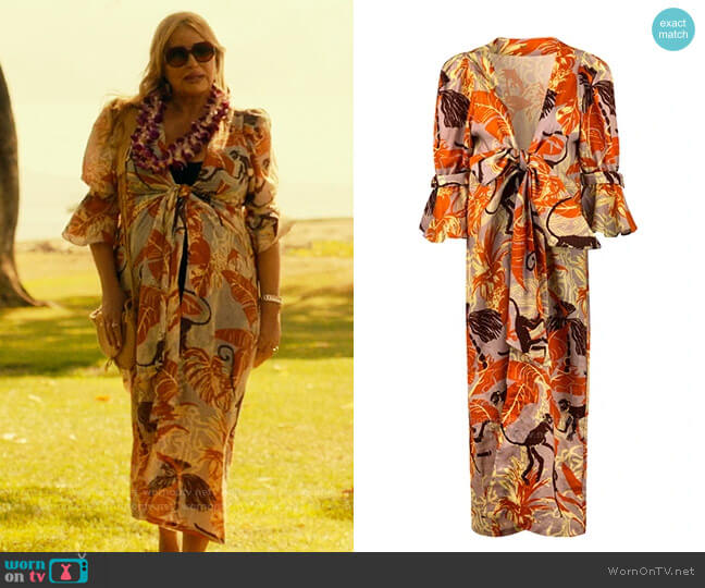 Juan de Dios Agua Alta Linen Kimono worn by Tanya McQuoid (Jennifer Coolidge) on The White Lotus