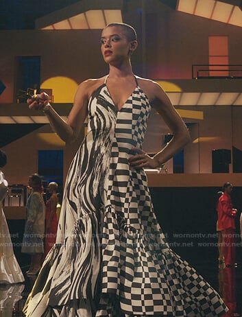 Julien’s mixed print halter maxi dress on Gossip Girl