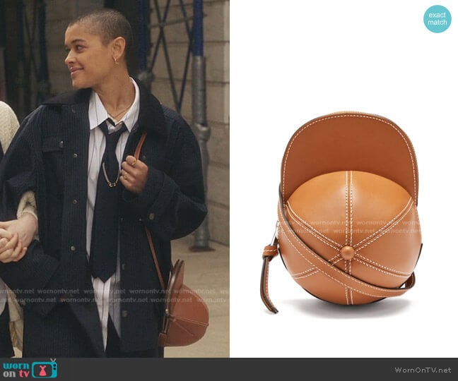JW Anderson Cap Leather Cross-Body Bag worn by Julien Calloway (Jordan Alexander) on Gossip Girl