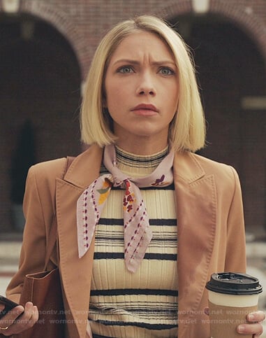 Kate’s striped ribbed mock neck top on Gossip Girl