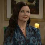 Katie’s blue abstract print wrap dress on The Bold and the Beautiful