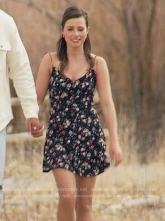 Katie’s black floral print mini dress on The Bachelorette
