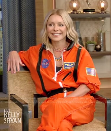 Kelly’s orange astronaut jumpsuit on Live with Kelly and Ryan