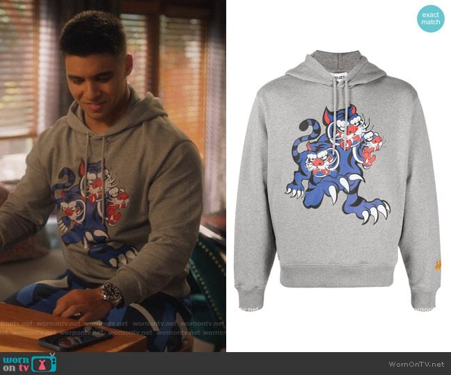 Kenzo x Kansai Yamamoto tiger hoodie worn by Vivek Shah (Jordan Buhat) on Grown-ish