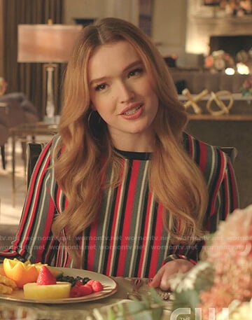 Kirby’s red and grey striped top on Dynasty