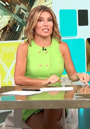 Kit’s green sleeveless tweed dress on Access Hollywood