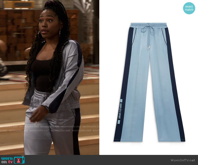 The Kooples Elastic Waist Flowing Straight Leg Trousers worn by Harper (Laci Mosley) on iCarly