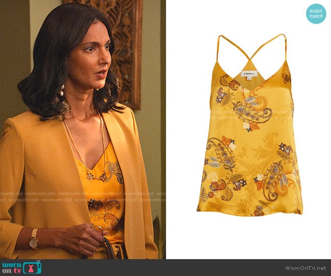 L'Agence Kylee Racer Silk Tank worn by Nalini Vishwakumar (Poorna Jagannathan) on Never Have I Ever