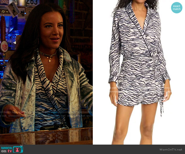 Le Superbe Sunset Marquis Zebra Print Romper worn by Maria DeLuca (Heather Hemmens) on Roswell New Mexico