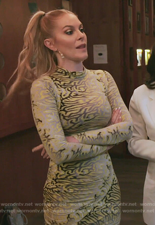 Leah’s yellow printed mesh dress on The Real Housewives of New York City