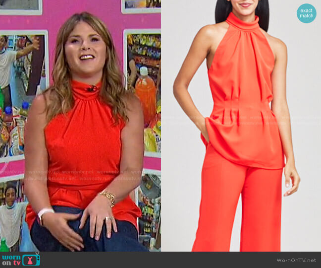 Lela Rose Fluid Crepe Halter Top worn by Jenna Bush Hager on Today