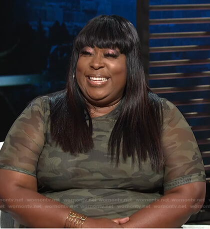 Loni’s green camo mesh dress on E! News Daily Pop
