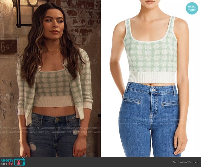 Lucy Paris Gingham Cropped Tank Top worn by Carly Shay (Miranda Cosgrove) on iCarly