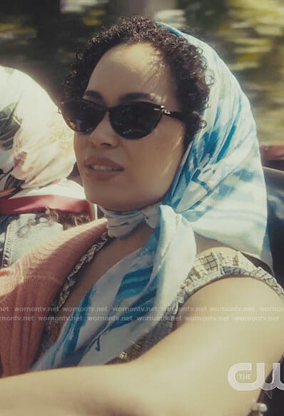 Macy’s sunglasses and blue scarf on Charmed