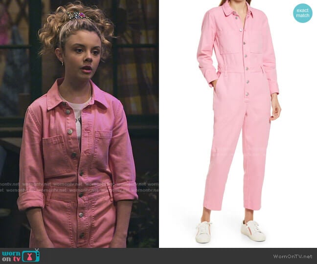 Madewell Garment Dyed Relaxed Coverall Jumpsuit worn by Destiny Baker (Mallory James Mahoney) on Bunkd