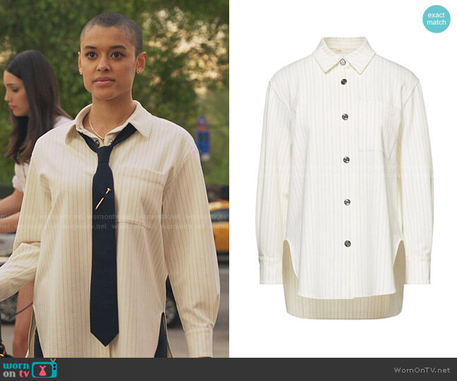 Maje Cimpo Striped Shirt worn by Julien Calloway (Jordan Alexander) on Gossip Girl