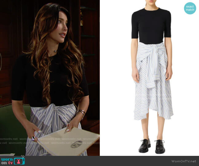 Maje Rapristi Combi Shirtdress worn by Steffy Forrester (Jacqueline MacInnes Wood) on The Bold and the Beautiful