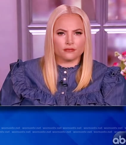 Meghan’s chambray ruffle top on The View