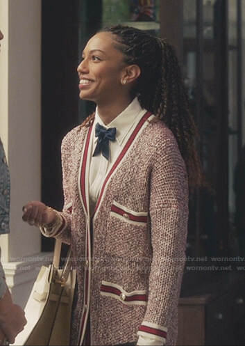 Monet’s red tweed cardigan on Gossip Girl