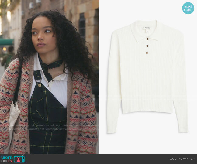 Monki Ribbed Long Sleeve Polo Top worn by Zoya Lott (Whitney Peak) on Gossip Girl
