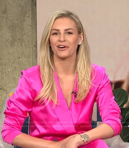 Morgan’s pink double breasted blazer on E! News Daily Pop