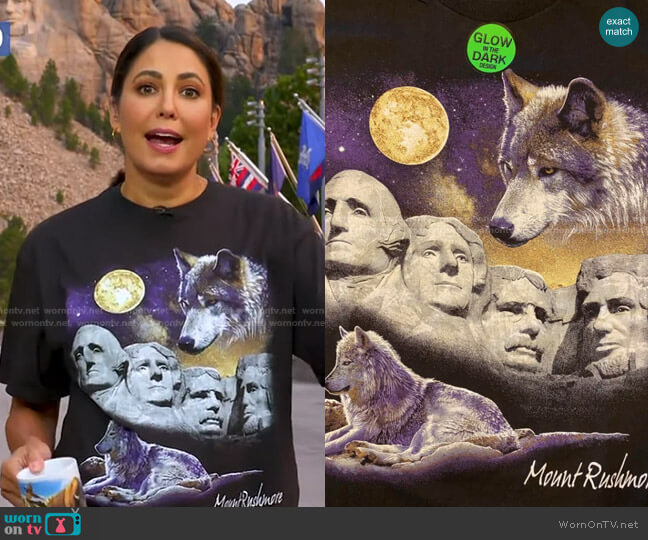 Hanes Glow In Dark Wolf T-Shirt worn by Cecilia Vega on Good Morning America
