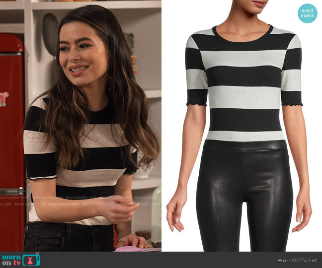 n philanthropy Suri Stripe Cotton Bodysuit worn by Carly Shay (Miranda Cosgrove) on iCarly