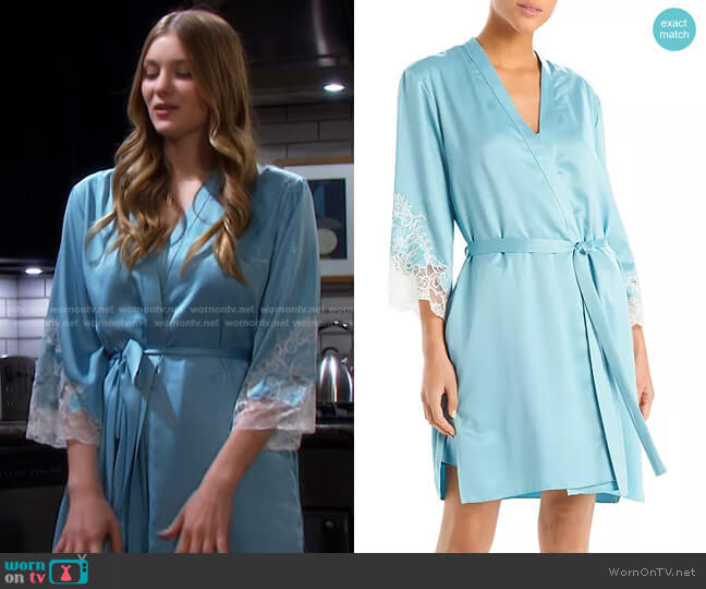 Natori Lace Trim Satin Wrap Robe worn by Alice Caroline Horton (Lindsay Arnold) on Days of our Lives