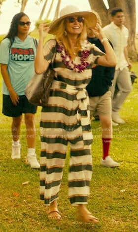 Nicole’s striped jumpsuit on The White Lotus