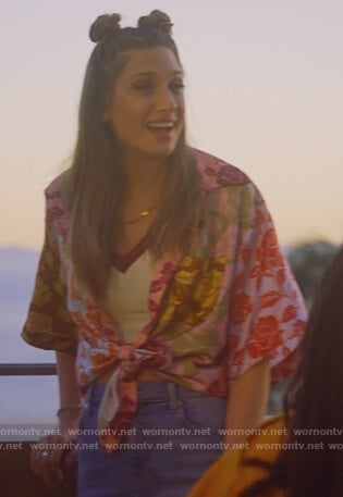 Nomi’s contrast floral blouse on Grown-ish
