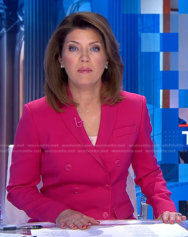Norah’s pink blazer on CBS Evening News