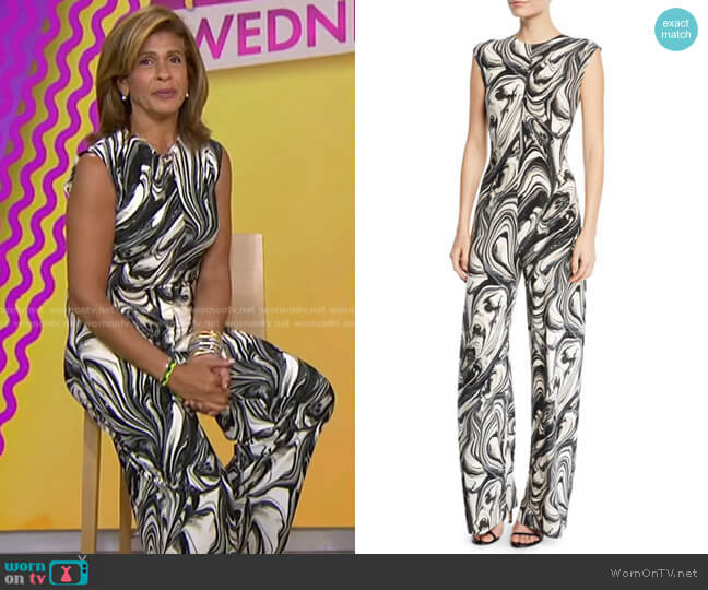 Norma Kamali Swirl-Print Sleeveless Jumpsuit worn by Hoda Kotb on Today