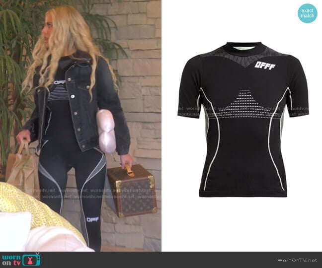 Off-White Athletic Logo T-shirt worn by Dorit Kemsley on The Real Housewives of Beverly Hills