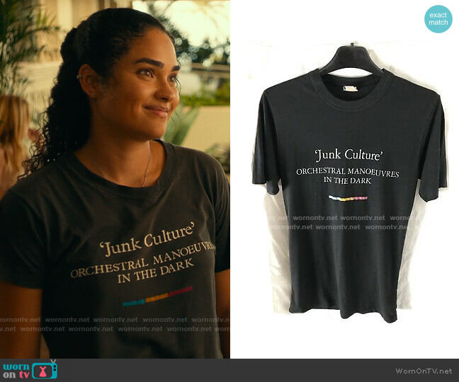 Vintage OMD Junk Culture Tee worn by Paula (Brittany O'Grady) on The White Lotus