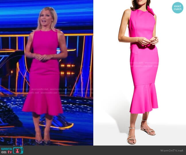 Oscar de la Renta Mermaid Wool-Blend Midi Dress worn by Sara Haines on The Chase