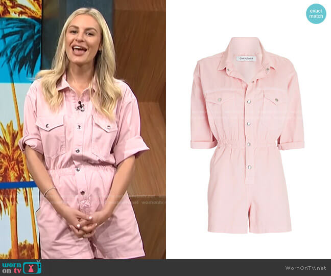 Overlover Virginia Short Sleeve Cotton Romper worn by Morgan Stewart on E! News