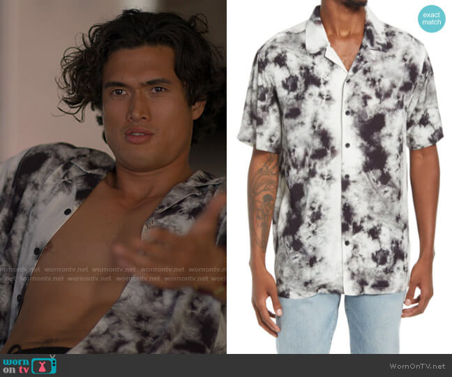 PacSun Levey White Crystal Short Sleeve Button-Up Camp Shirt