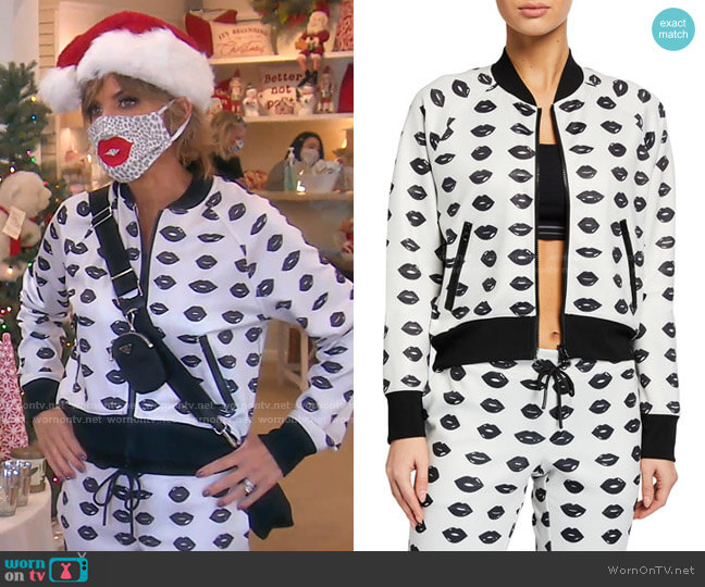 Pam & Gela Lip-Print Cropped Track Jacket worn by Lisa Rinna on The Real Housewives of Beverly Hills