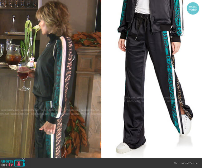 Pam & Gela Silky Side-Slit Track Pants worn by Lisa Rinna on The Real Housewives of Beverly Hills