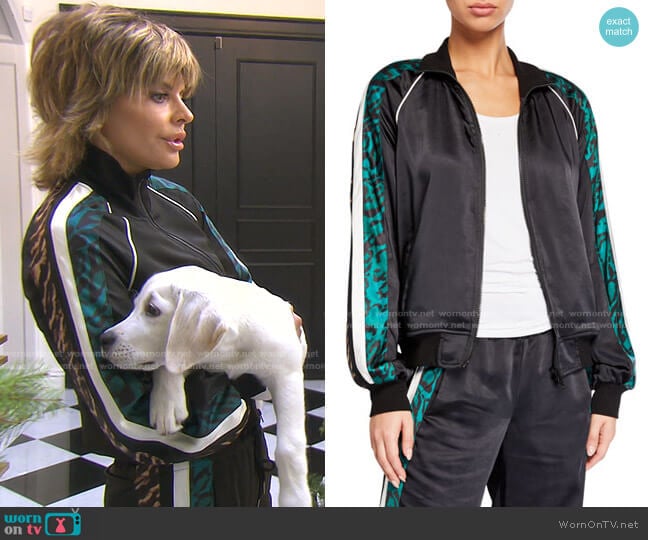 Pam & Gela Silky Side-Stripe Track Jacket worn by Lisa Rinna on The Real Housewives of Beverly Hills