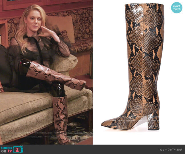 Paris Texas Python Print High Boot in Camel worn by Leah McSweeney on The Real Housewives of New York City