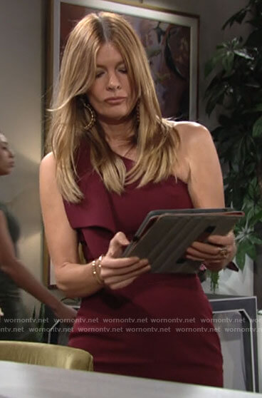 Phyllis’s red one-shoulder dress on The Young and the Restless